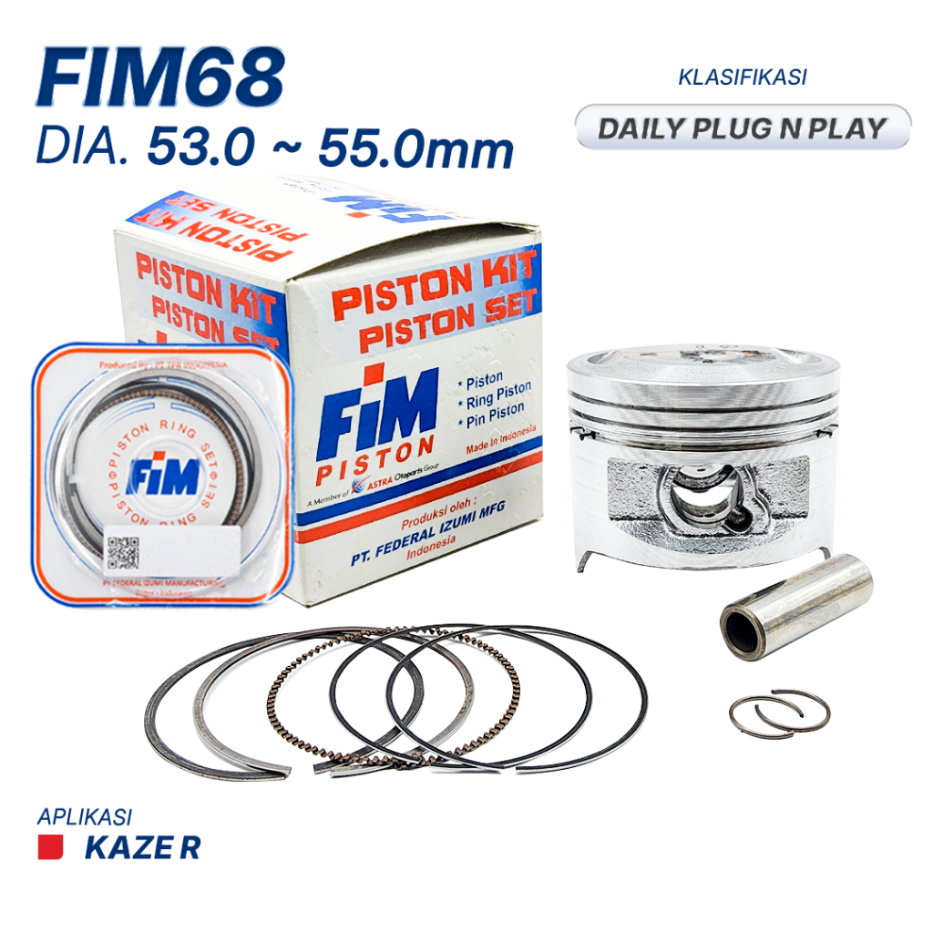 PISTON KIT FIM68 Kawasaki Kaze, ZX130 diameter 53 - 55 pen 13
