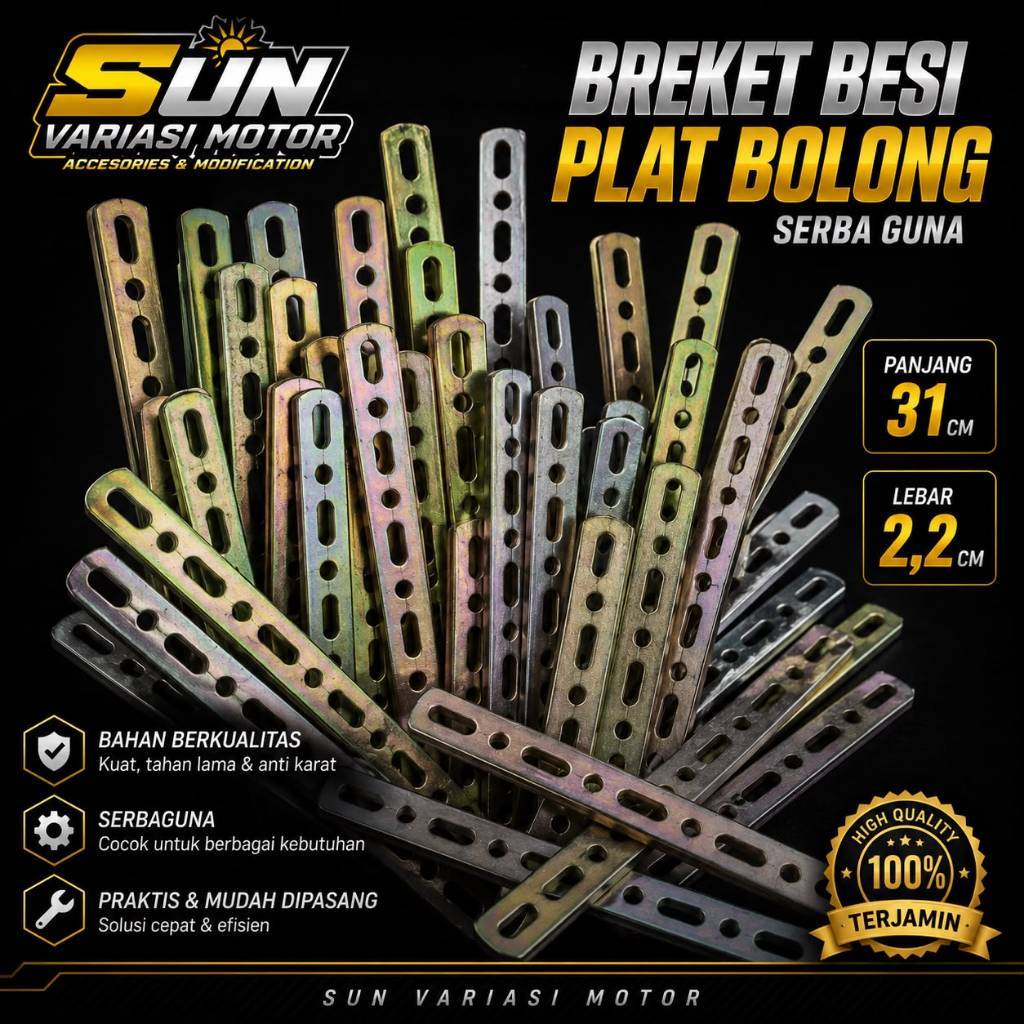 Promo Breket Serba Guna Lubang Baut 6mm ( baut 12 ) Besi Panjang 30cm Tebal 1,5mm Brecket plat motor