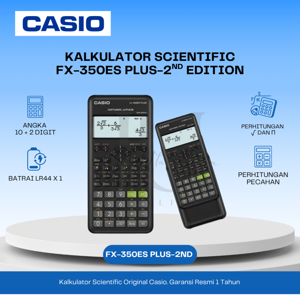 CASIO Kalkulator Scientific FX-350ES Plus 2 Untuk Sekolah