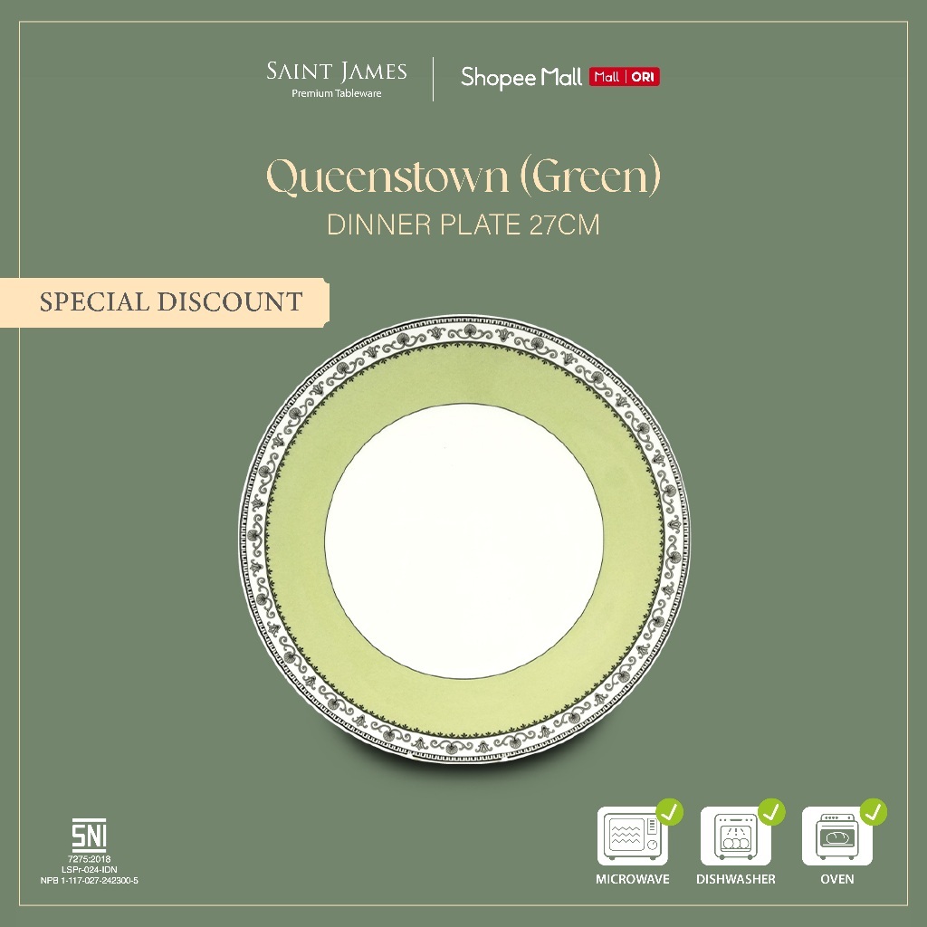 Saint James Dinner Plate 27CM QUEENSTOWN ( GREEN )