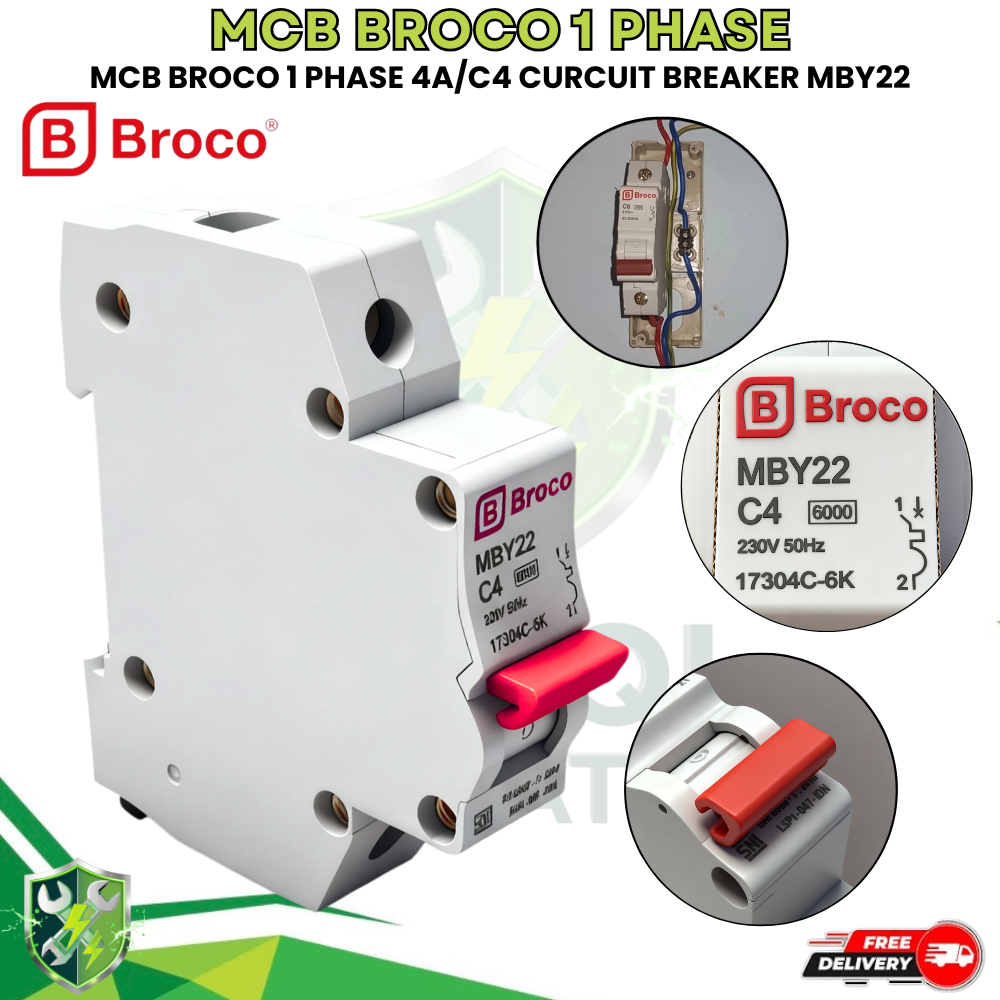 MCB BROCO C 4A ORIGINAL pemutus arus listrik