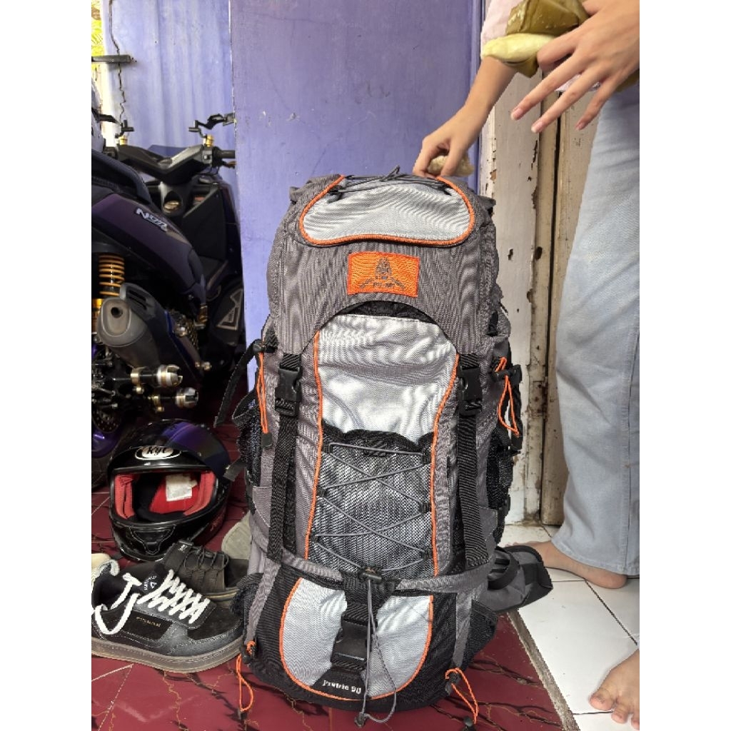 Tas Carrier Second Vintage Seoul High School 60L Backpack Hiking Outdoor Korea Preloved