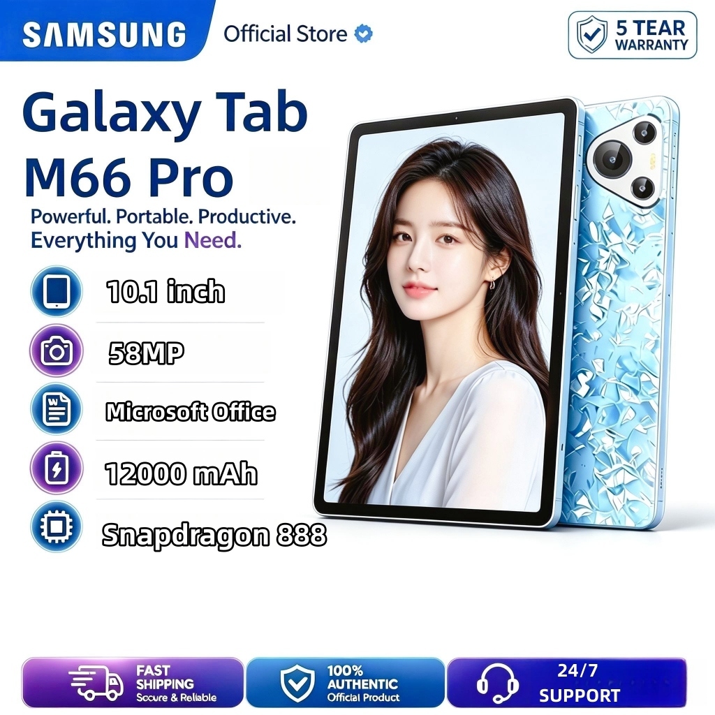 Samsung Galaxy Tablet Android 10.1 Inch RAM 16GB ROM 512GB Slot SIM 4G 5G  LTE Cocok Untuk Tablet Pe