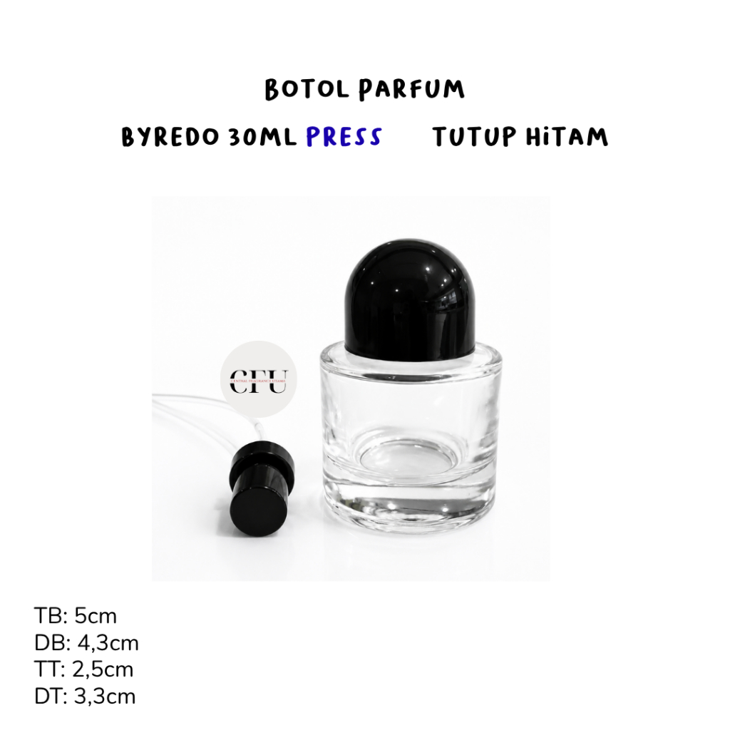 Botol Byredo 30ml Press Tutup Hitam | Botol Parfum