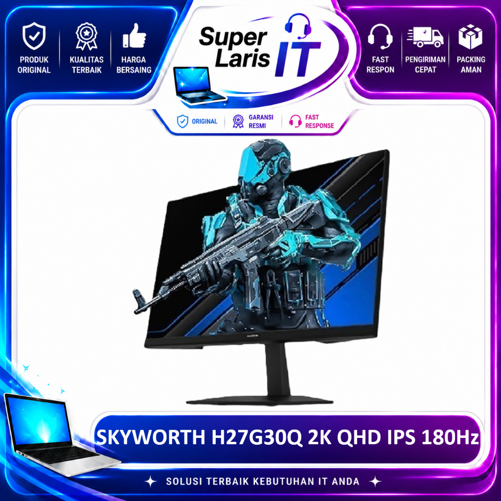 SKYWORTH H27G30Q Monitor Gaming 27 Inch 2K QHD IPS 180Hz 1ms HDR10 HDMI DisplayPort VESA Original