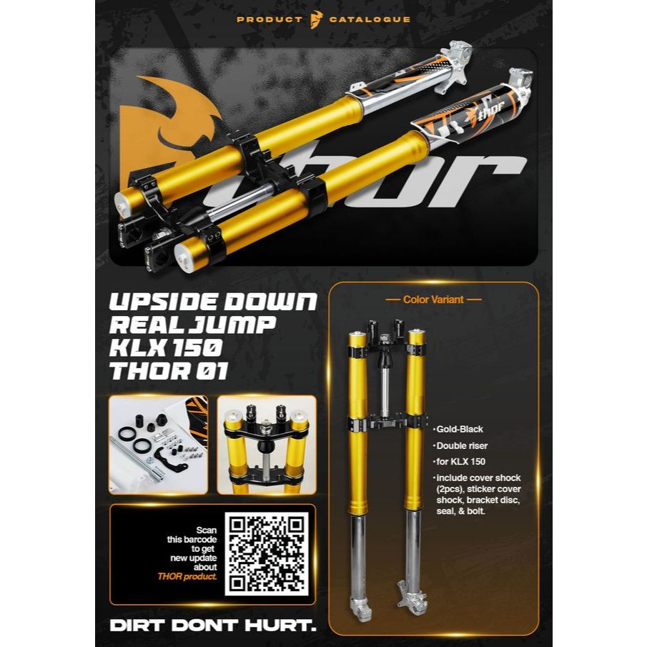 Upside Down Real Jump KLX 150 Thor 01 | Shock Depan USD KLX 150 Double Riser | Suspensi Depan KLX Ra