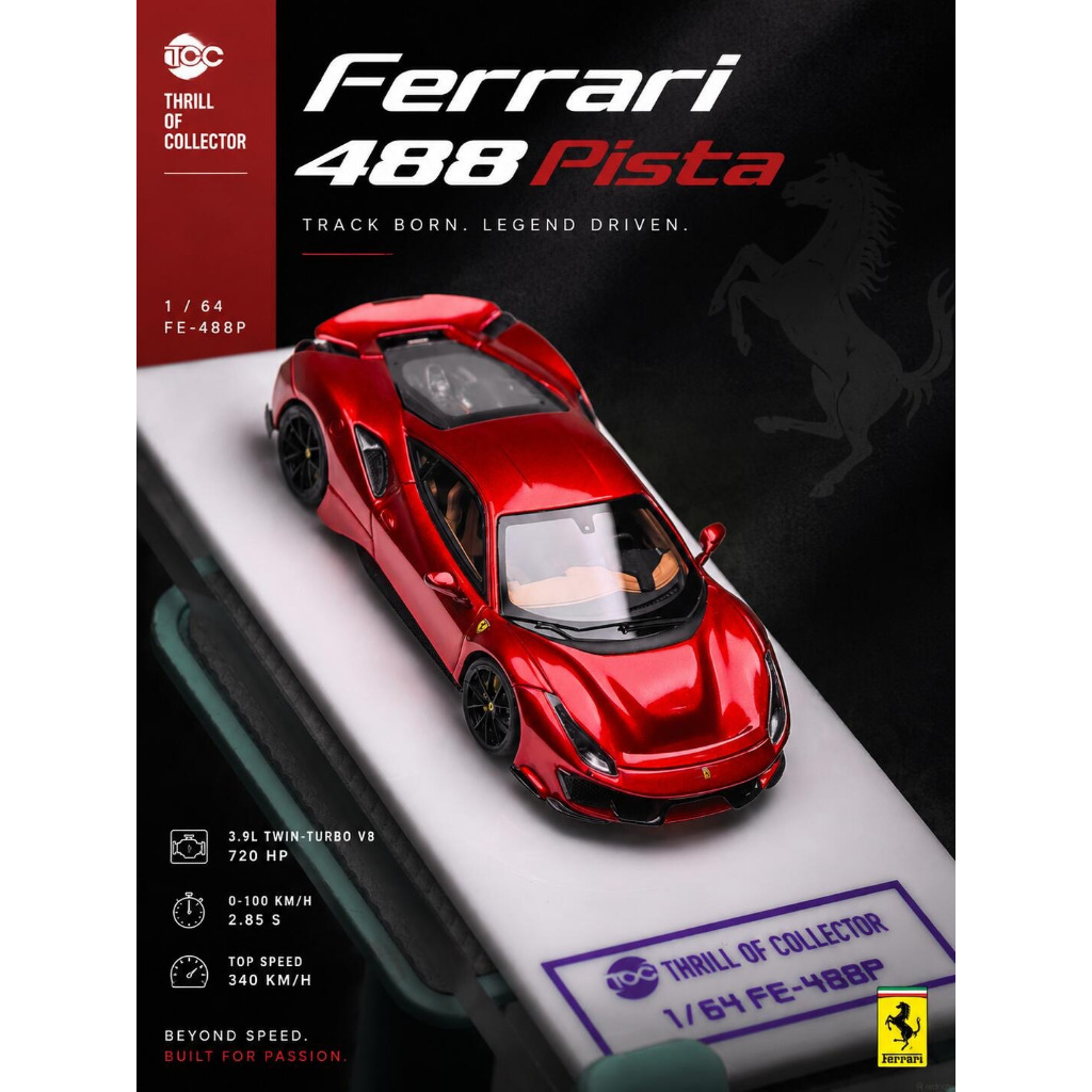 TOC FERRARI 488 PISTA ROSSO FUOCO RESIN 1/64 TOC FERRARI 488 PISTA ROSSO FUOCO LIMITED EDITION DIECA