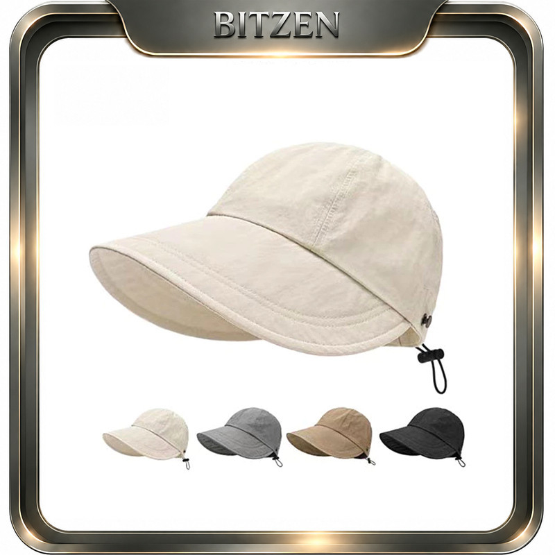 GoGooStore - Bitzen Topi Tepi Lebar Lipat nita Korea Topi nita Portabel Topi Olahraga nita Topi