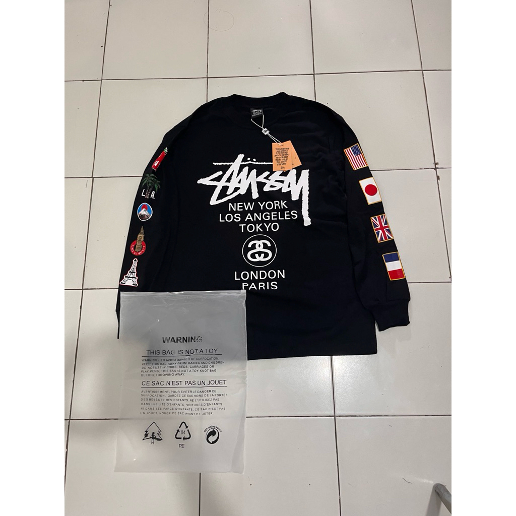 Longsleeve stussy world tour flag