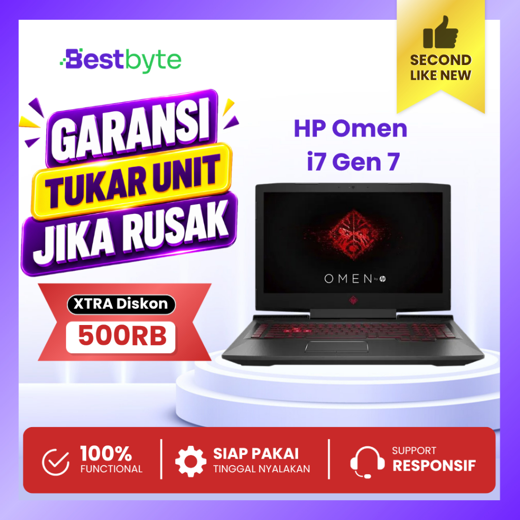 HP OMEN 15-CE0XX INTEL CORE I7 7700HQ LAPTOP GAMING TERMURAH | RAM 8GB - 32 GB | SSD 256GB 512GB 1TB