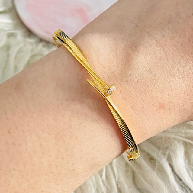 gelang bangle paku variasi simple elegant emas asli kadar 700