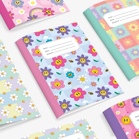 10 Lembar Sampul Buku B5 Motif Bunga Cover Book Peralatan Alat Tulis Anak Sekolah Lucu