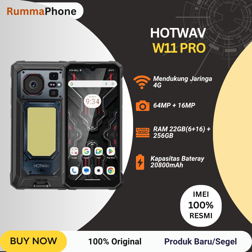 HOTWAV W11 Pro 4G 6GB/256GB Rugged Phone  MediaTek MT8788 20800mah 33W 6.6"IPS LCD Android 16