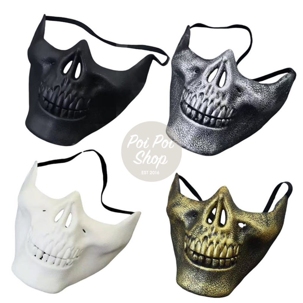Topeng Tengkorak Half COD Ghost Kostum Halloween Setan Tengkorak Cosplay Mask Topeng Mulut Costume