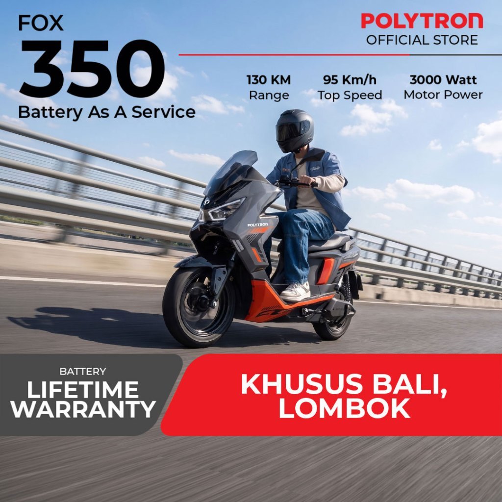 Polytron Fox 350 - Battery as Service - Electric Sepeda Motor Listrik - OTR Bali -  Lombok