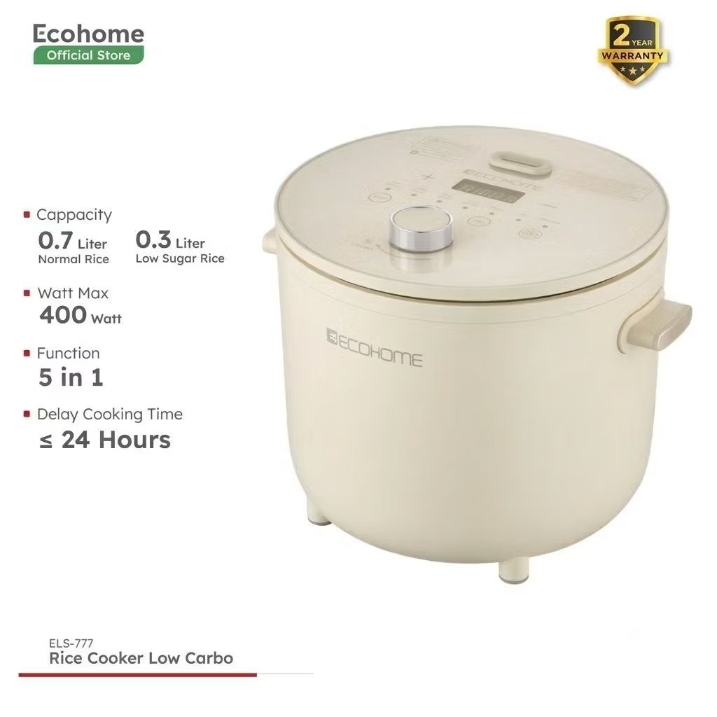 Rice Cooker Low Carbo 0.8 Liter Penanak Nasi Digital Serbaguna Magic Com Kecil Dengan Kukusan Stainl
