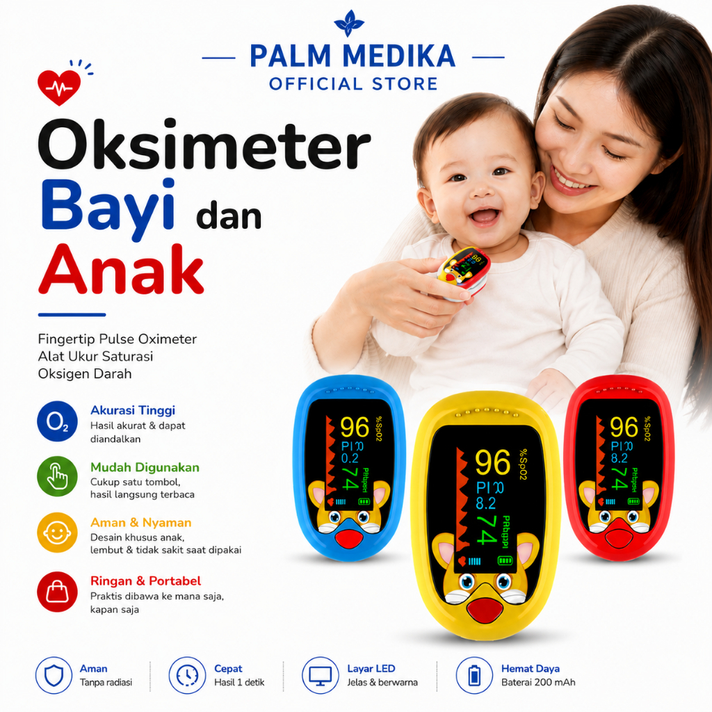 Oximeter Bayi Anak Anak SpO2 Oksimeter Bayi Alat Saturasi Oksigen Bayi Balita