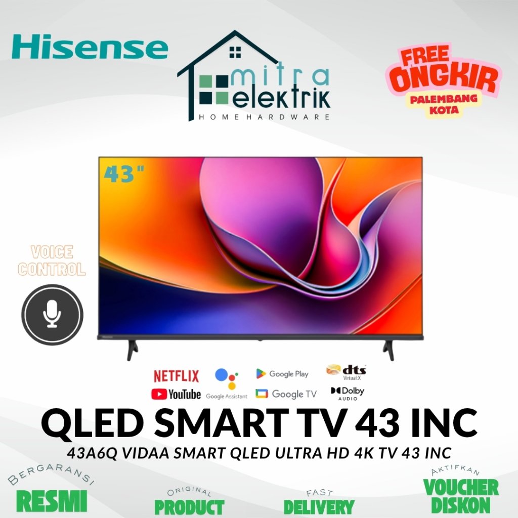 LED TV HISENSE 43A6Q QLED Vidaa Smart Ultra HD TV 4K With Voice Control 43 Inc
