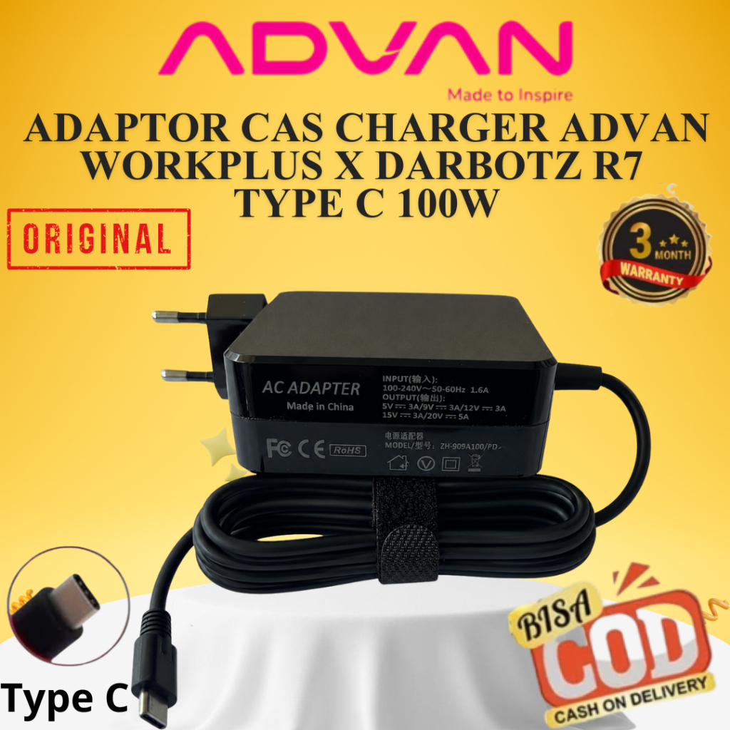 ADAPTOR CHARGER ADVAN WORKPLUS X DARBOTZ TYPE C 100W FULSET