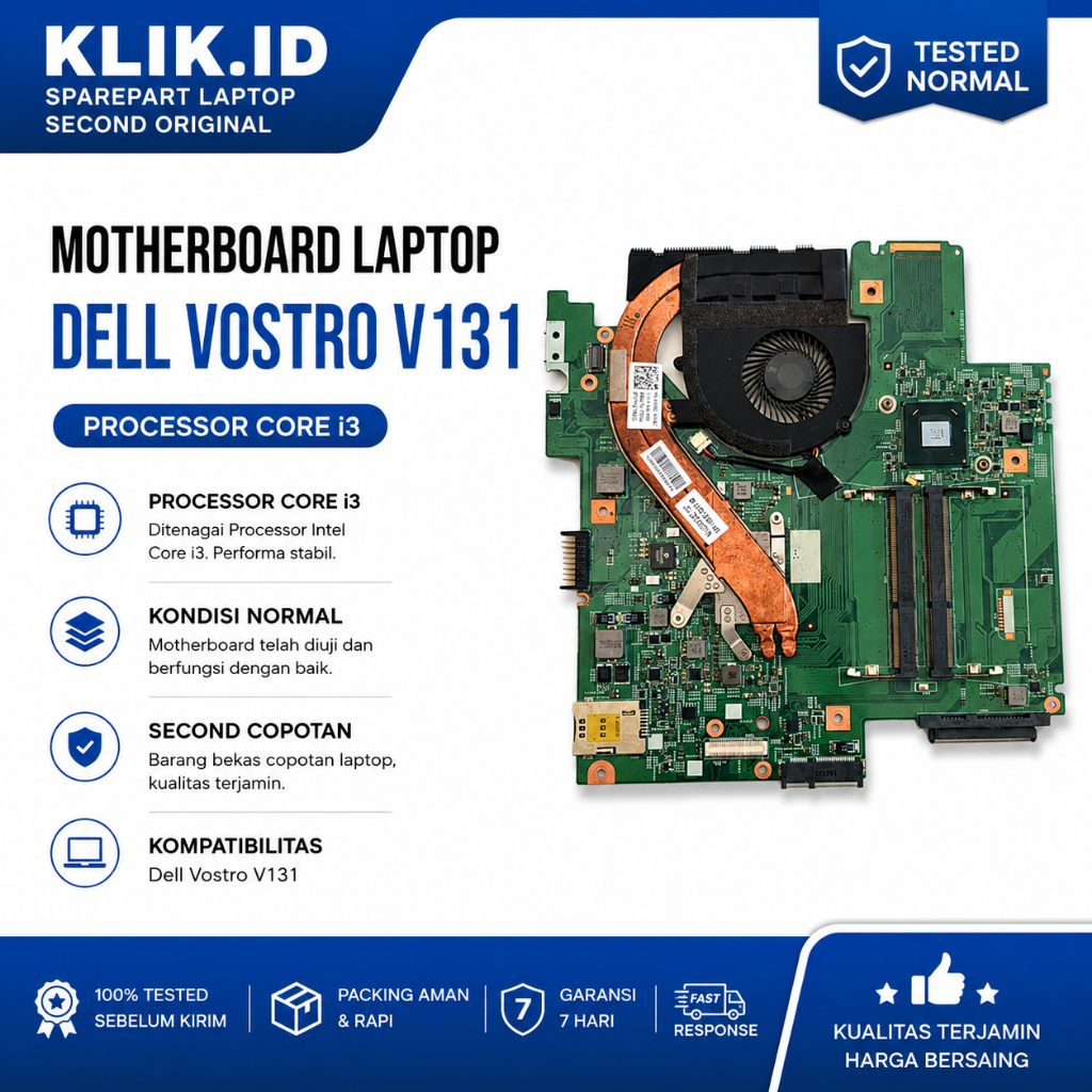 Motherboard Dell Vostro V131 Core i3 Original Normal Second Copotan Tested Mobo Laptop Dell V131