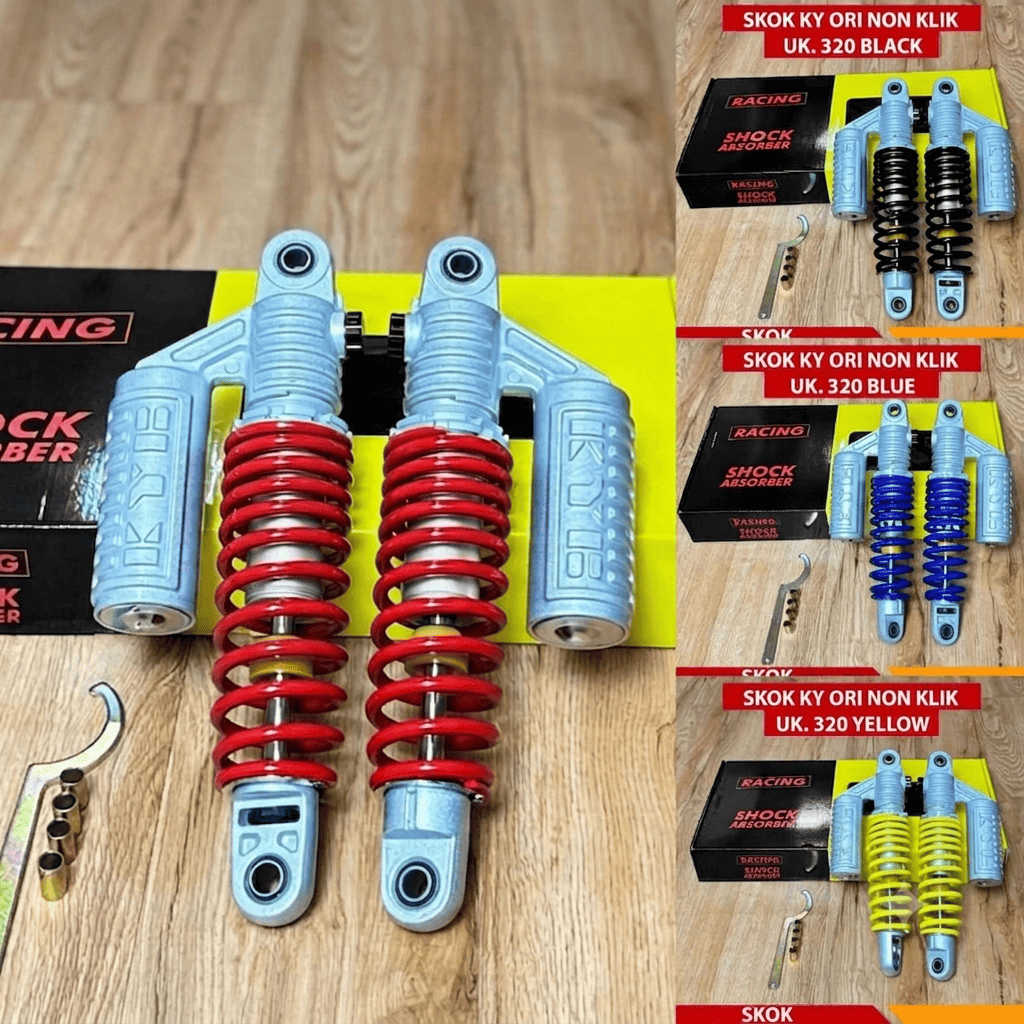 Shock KYB Dobel Klik Biru Merah Hitam 320 Skok Kayaba Kompetisi Detail Original Berkualitas
