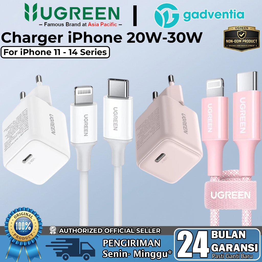 UGREEN Charger Set GaN MFi Type C to Lightning PD Fast Charging 20W 30W For iPhone 11 12 13 14