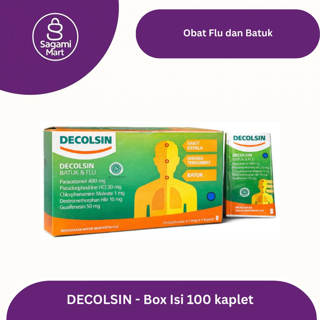 Decolsin Strip BOX Isi 100 Tablet Obat Flu Demam Disertai Batuk