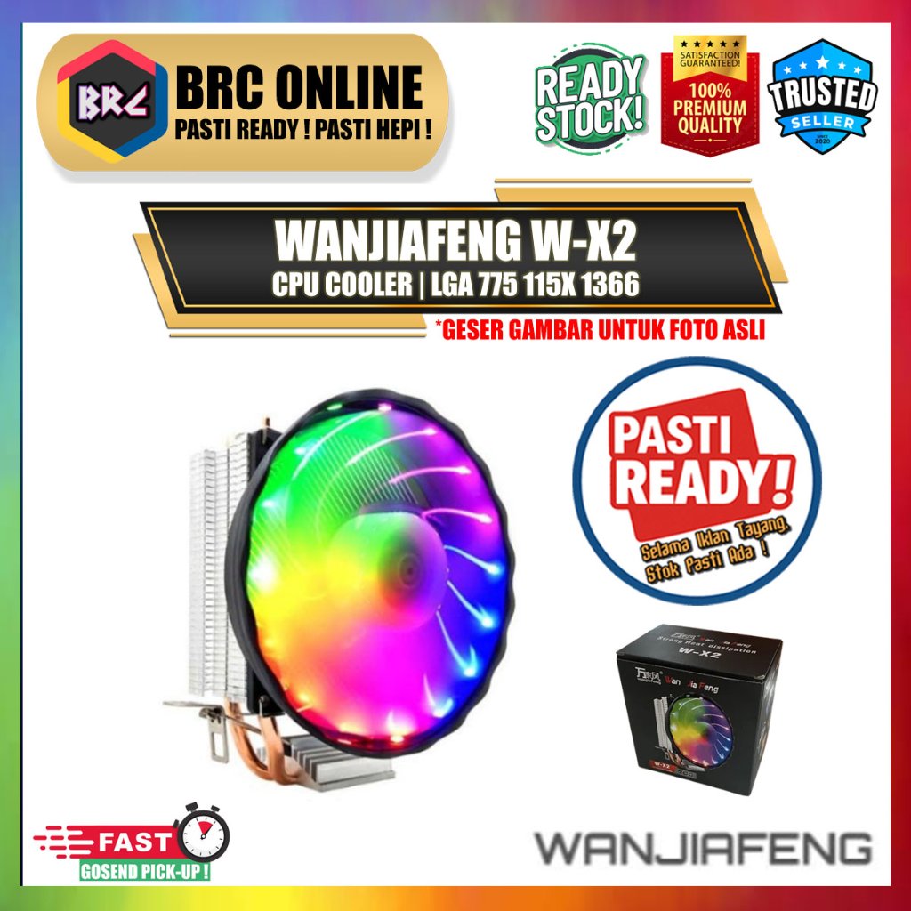 Fan CPU Cooler Wan Jia Feng W-X2 RGB | LGA Compatible 775 115X 1366 AMD | Kipas Processor