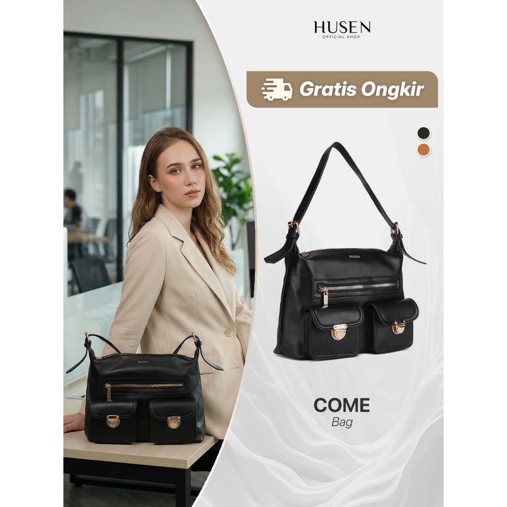 HUSEN Tote Bag Wanita Come Bag Shoulder Bag Tas Wanita Leather Premium Zipper