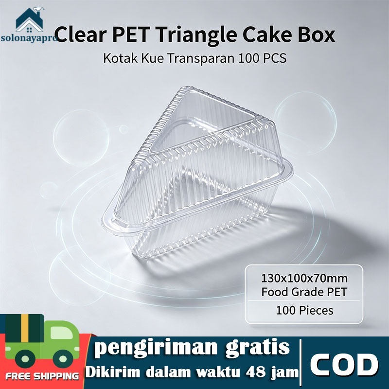 100PCS Cake Slice Box/Kotak Kue/Packaging kue - Segitiga bahan PS Mica