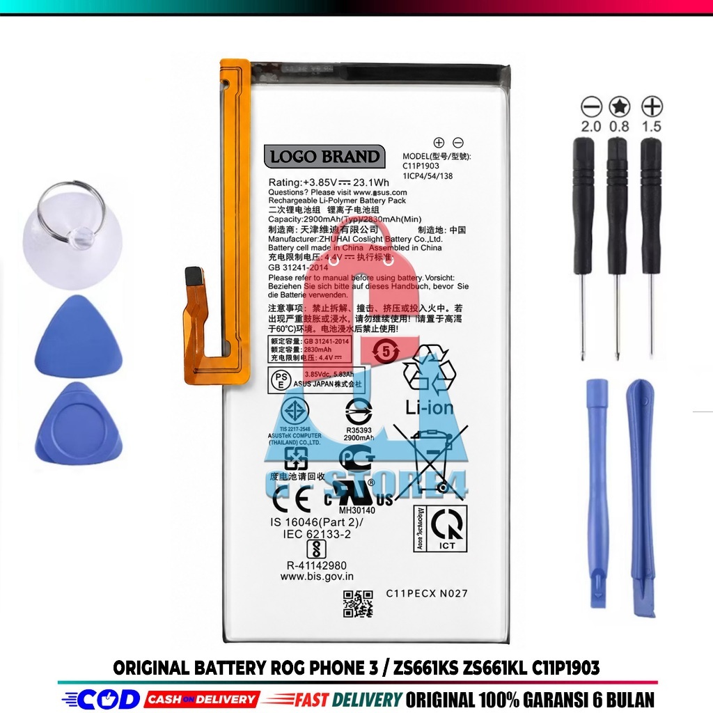 Batere Baterai Battery Rog 3 Rog Phone 3 Rog3 C11P1903 Original100%