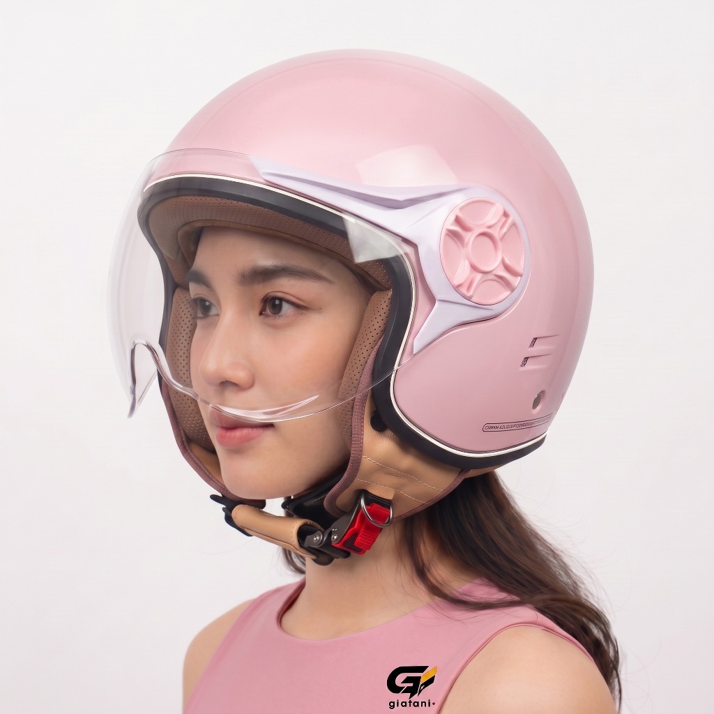 Helm Bogo MLA JP Hijab | Pink Pastel Kaca Pilot | Helm Premium Untuk Pria Dan WanIta [CLIK HELMET]