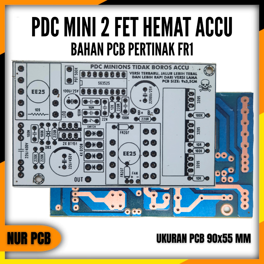 PCB PDC Mini 2 FET Hemat Aki 12VDC Inverter PCB EE25 PCB DIY Box x3 x4 PDC-007 PDC-007