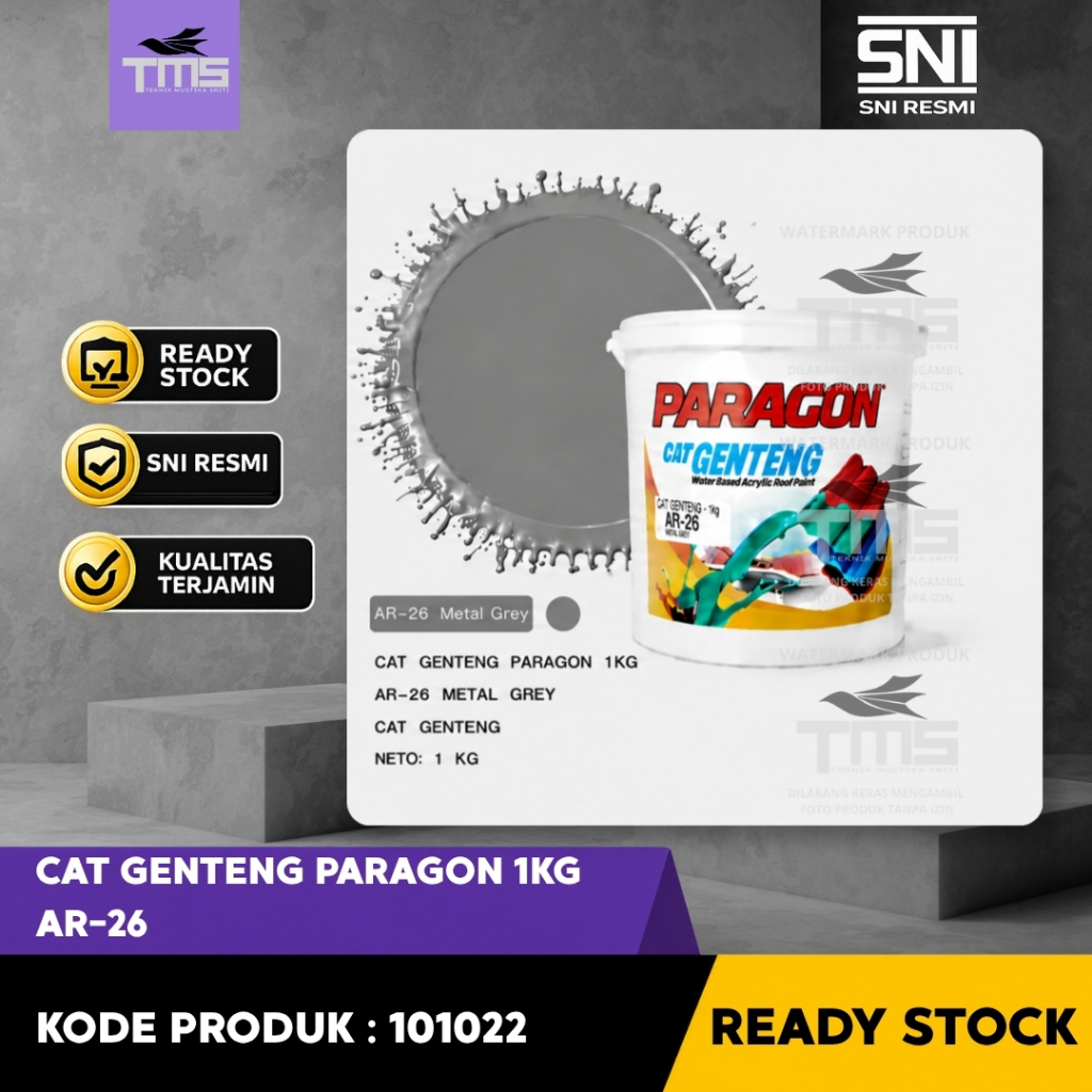 Cat Genteng Paragon 1KG AR-26 Metal Grey Cat Atap Genteng Tahan Cuaca Warna Abu-Abu Metalik Cat Gent