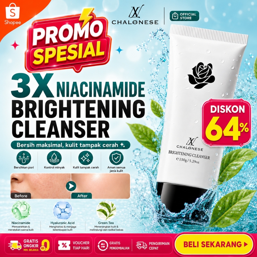 [COD] Chalonese Promo Brightening Facial Wash 150Gr Membantu Membersihkan Sisa Minyak Di Wajah dan D