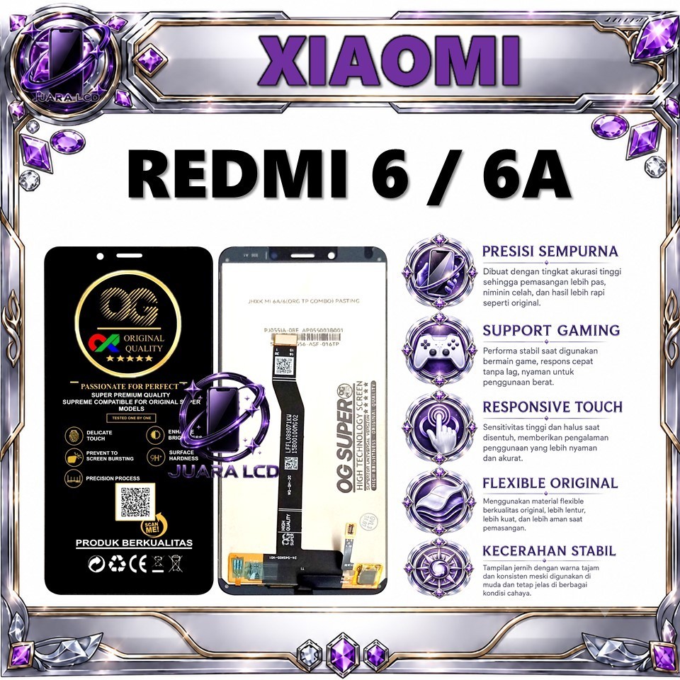 LCD TOUCHSCREEN XIAOMI REDMI 6 / 6A ORIGINAL FULLSET COMPLETE 100%