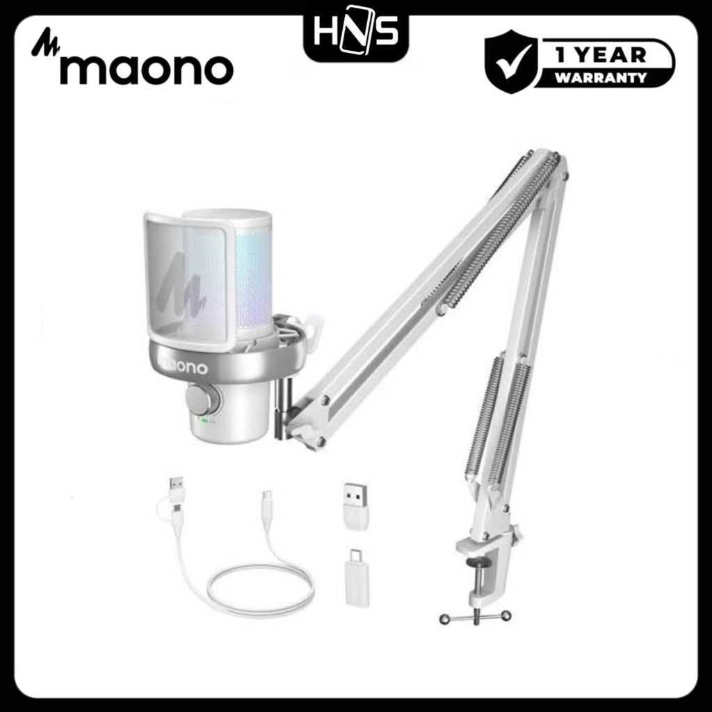 MAONO DM40 Pro AI Gaming Wireless Microphone AI Voice Changer dan Noise Cancellation with Boom Arm