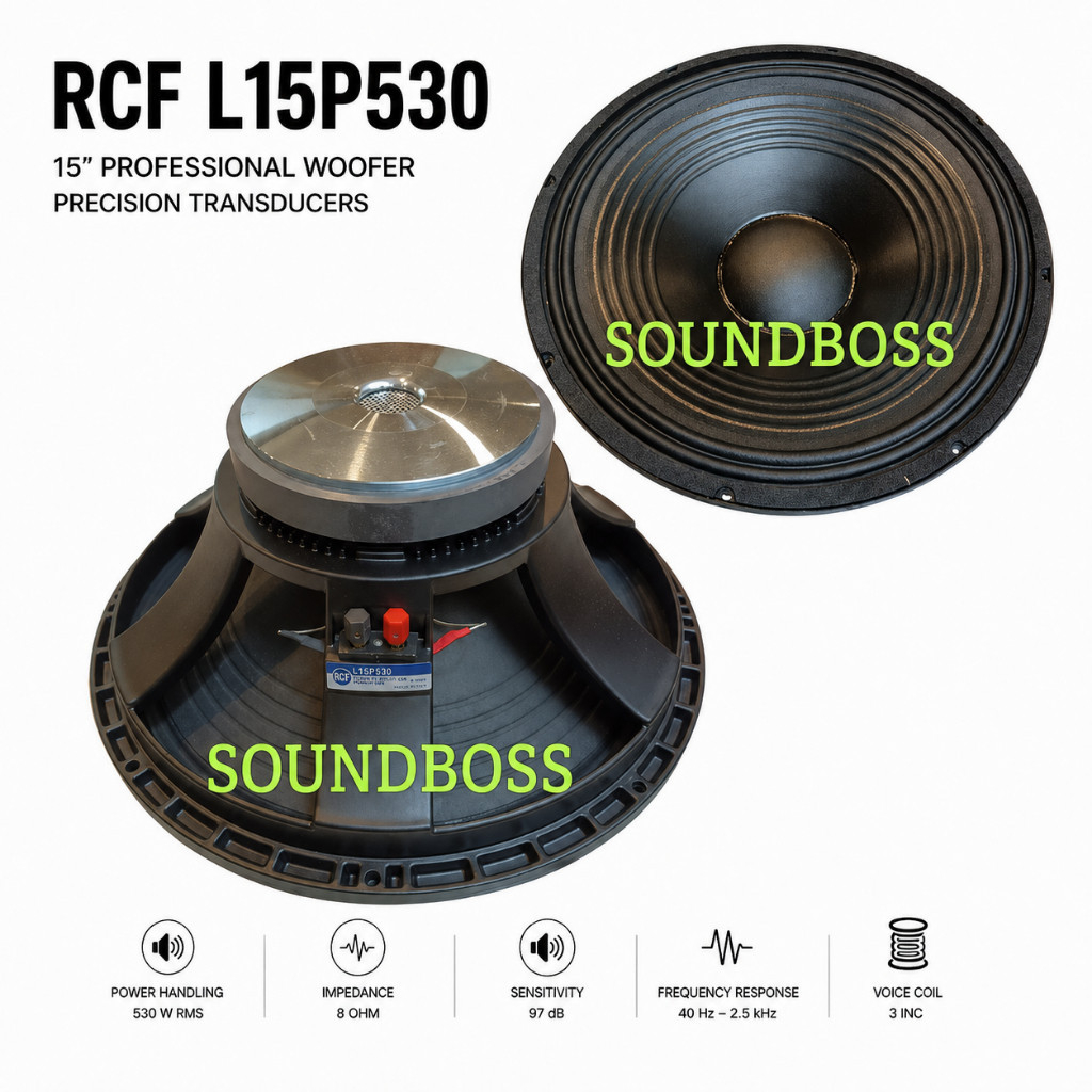 RCF L15P530 Woofer 15 Inch 530W RMS 8 Ohm Voice Coil 4 Inch
