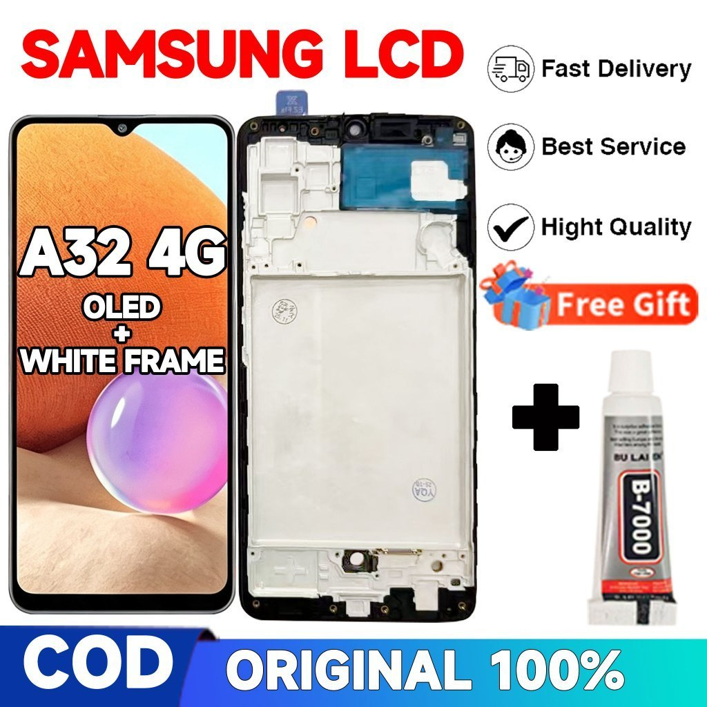 OLED LCD TOUCHSCREEN + FRAME SAMSUNG GALAXY SAMSUNG-A32 4G WHITE OLED  FINGERPRINT