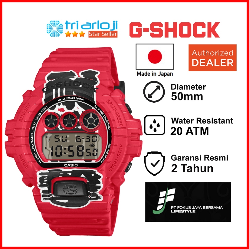 Casio G-SHOCK DW-6900AKA-4DR Jam Tangan Pria Digital DW6900 GSHOCK DW-6900AKA-4 AKA CHOCHIN Merah