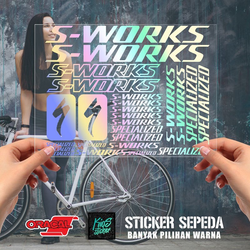 Stiker S-Works Specialized Hitam Cutting Sepeda | Decal S-Works | Sticker Frame Sepeda 30cm | Oracal