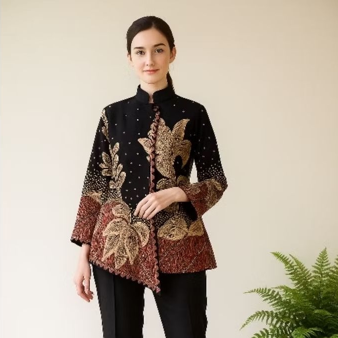 Atasan Wanita Deswita Blouse Batik Kekinian Trend masa kini Lapis furing trikot kain halus adem di p