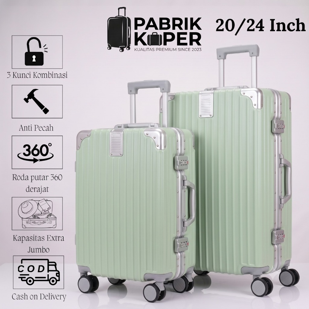Koper Hardcase 3 Ukuran 28 24 20 Inci dengan Kunci Pengaman dan Roda Putar