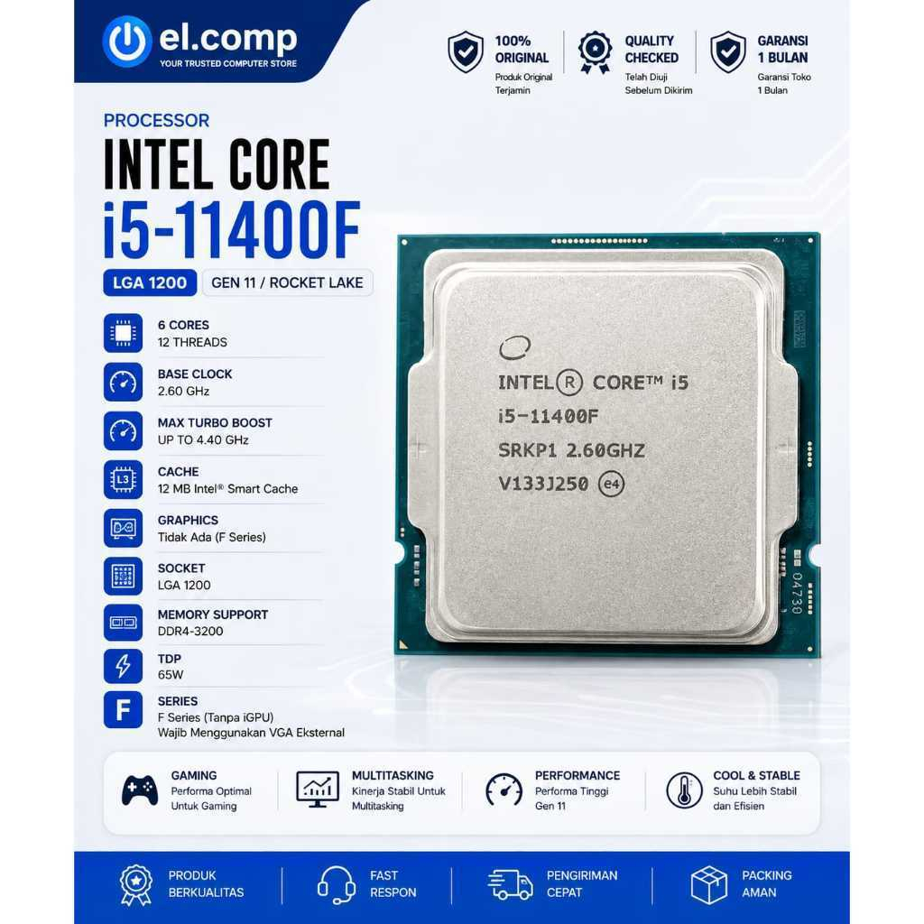 PROCESSOR INTEL CORE I5 11400F TRAY LGA 1200 GEN 11