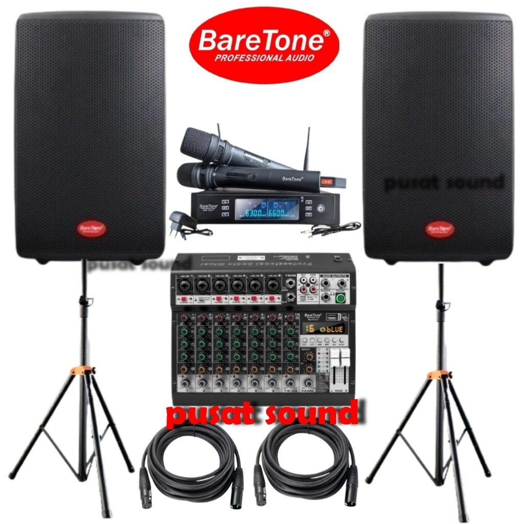 Paket Speaker Aktif Baretone MAX15 RC MAX15RC 15 Inch 500 Watt Original + BareTone Max Force 8