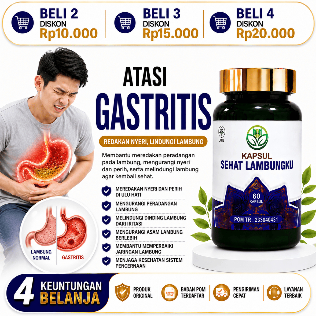 < KAPSUL SEHAT LAMBUNGKU BANTU ATASI GASTRITIS, INFEKSI LAMBUNG, GERD, TUKAK LAMBUNG , ASAM LAMBUNG,