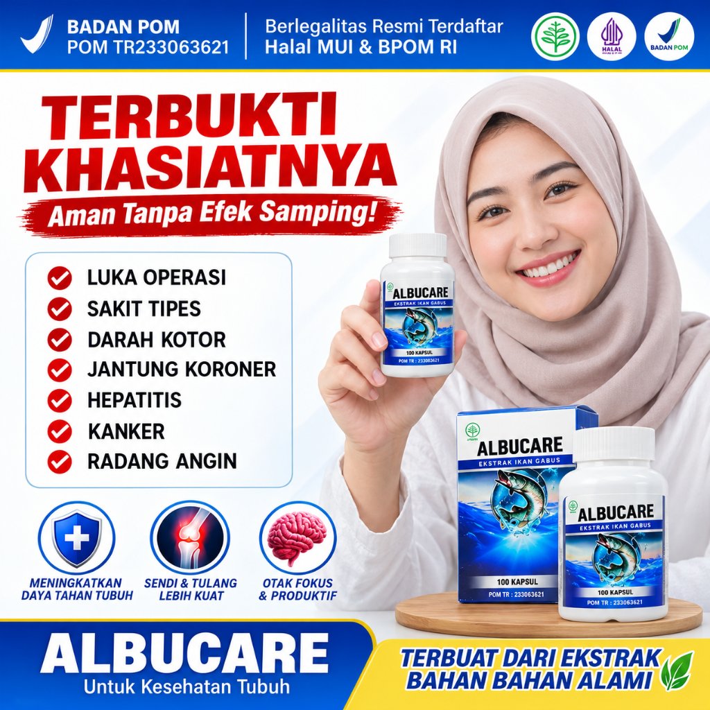 ALBUCARE Ekstrak Ikan Gabus 50/100 Kapsul | Suplemen Herbal Ikan Gabus | Jamu Ekstrak Ikan Gabus