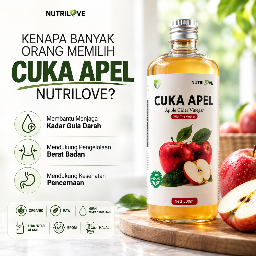 Nutrilove Cuka Apel Apple Cider Vinegar with Mother 500ml Halal