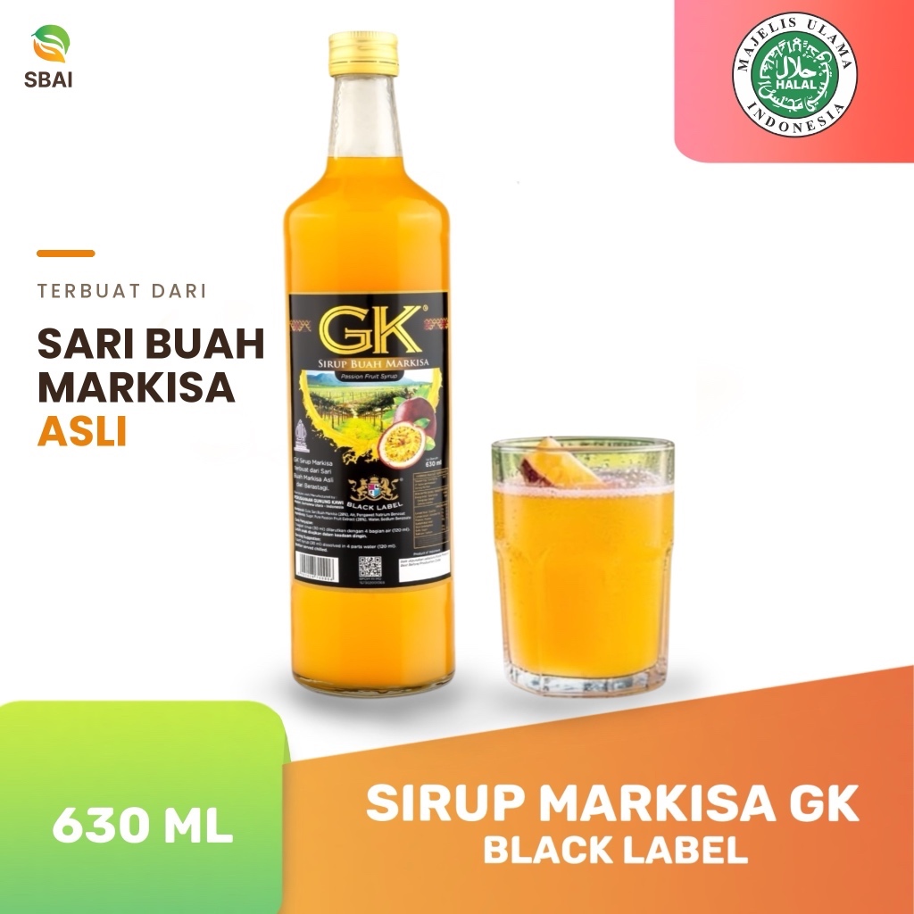 Sirup Markisa Asli Medan GK Black Label 630ml Halal BPOM - Syrup Marquisa Minuman Buah Oleh Oleh Med
