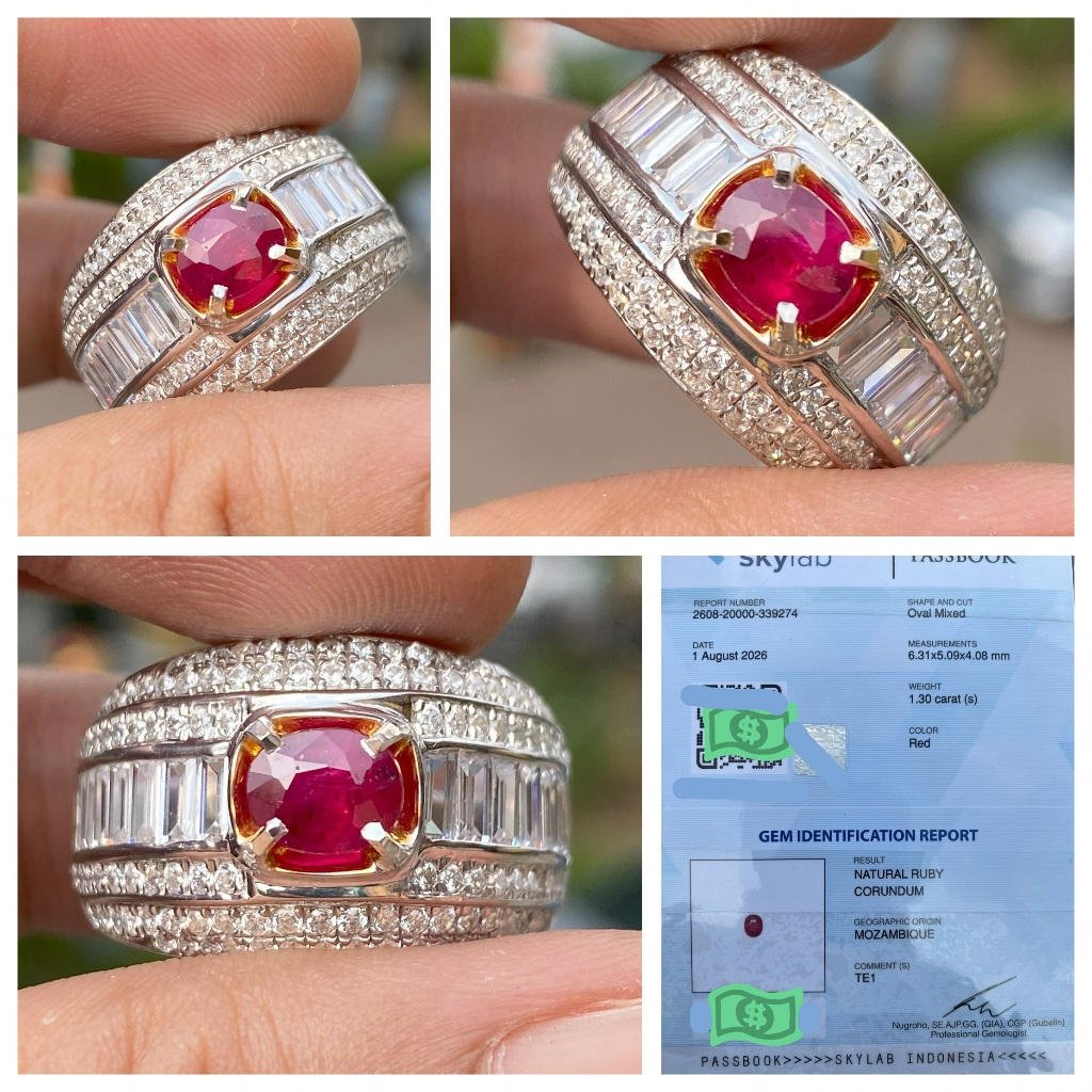 Natural 1.30ct red ruby mozambique heat a